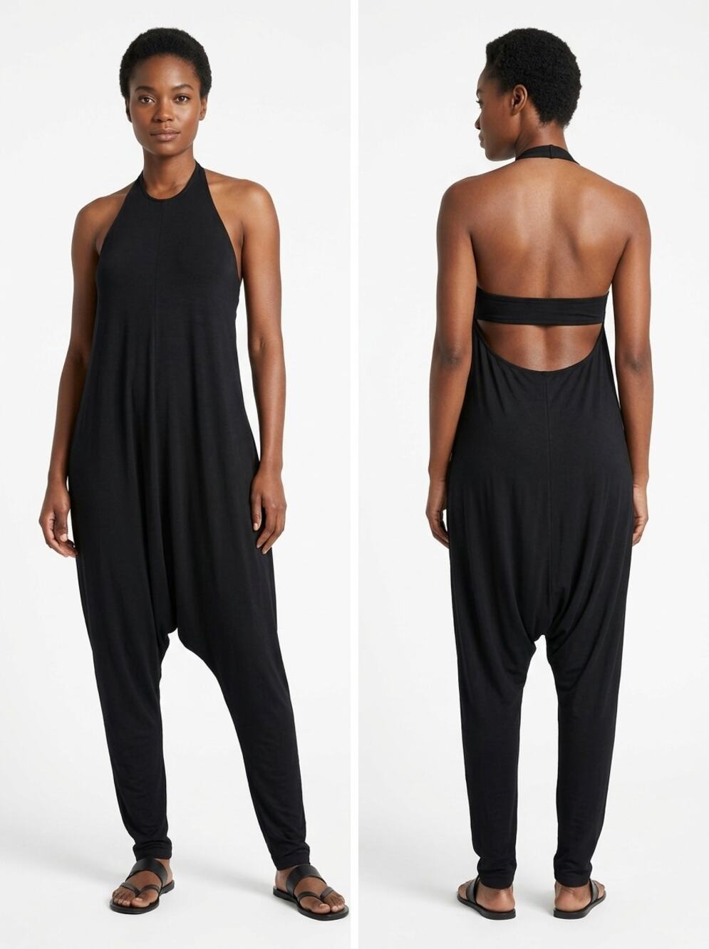 Silence + Noise Jersey Relaxed Fit Harem Lightweight Jumpsuit Women Size L